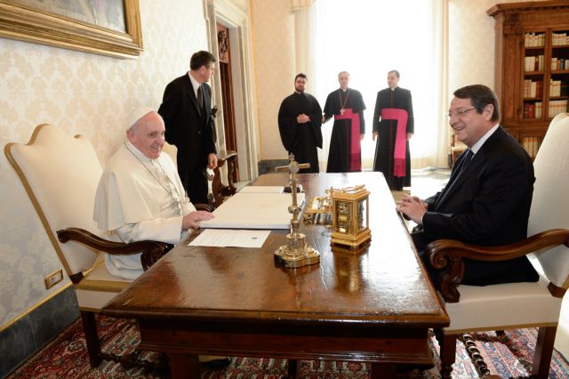 Συνάντηση του Νίκου Αναστασιάδη με τον Πάπα Φραγκίσκο